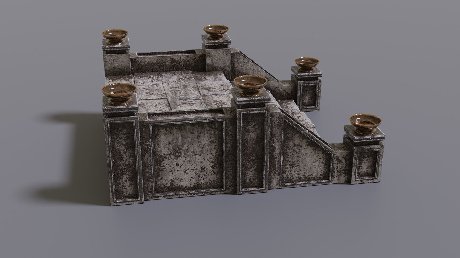 Stairs with fire Low-poly 3D model_5