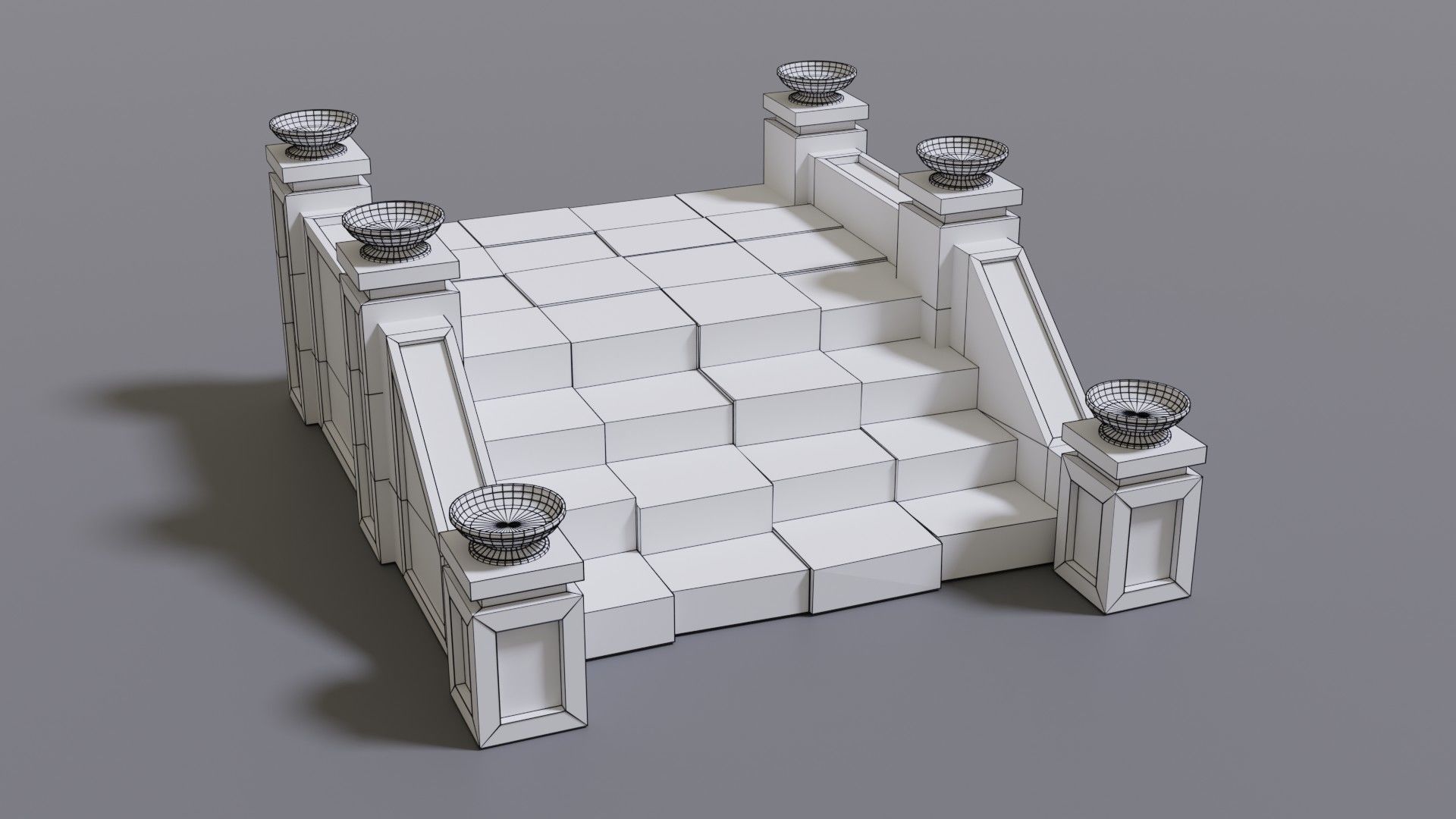 Stairs with fire Low-poly 3D model_32