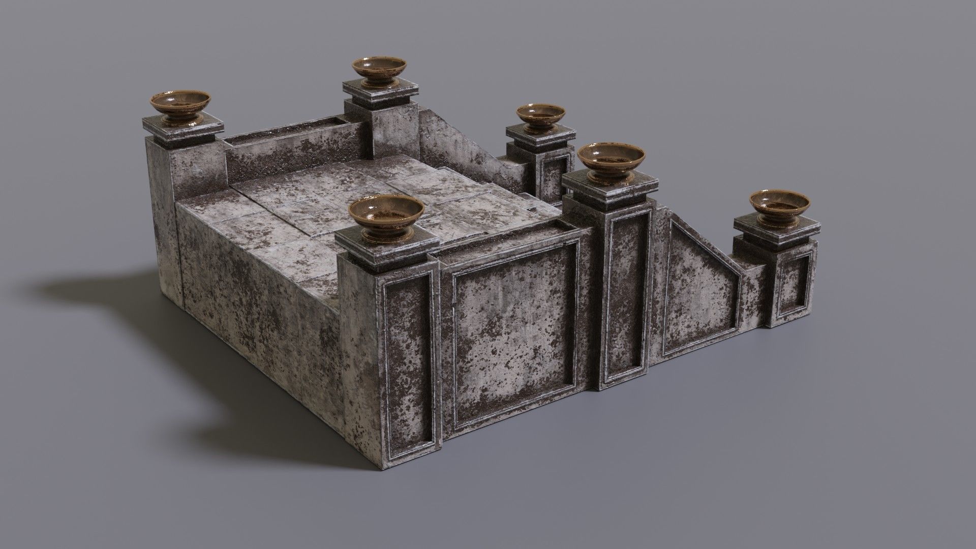 Stairs with fire Low-poly 3D model_6