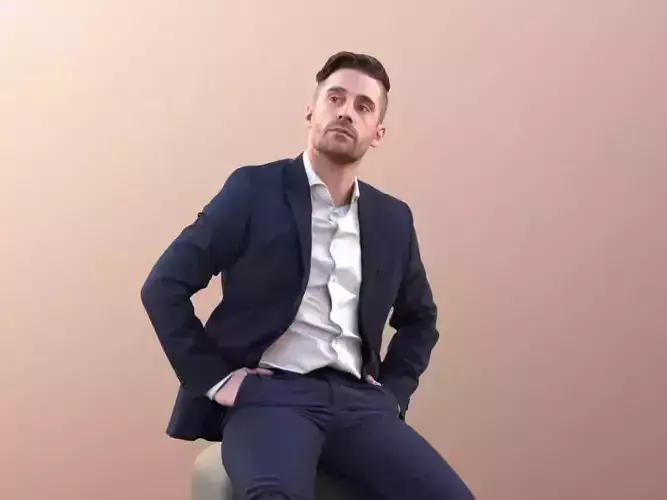 Tony 10641 - Business Man Sitting And Looking Around