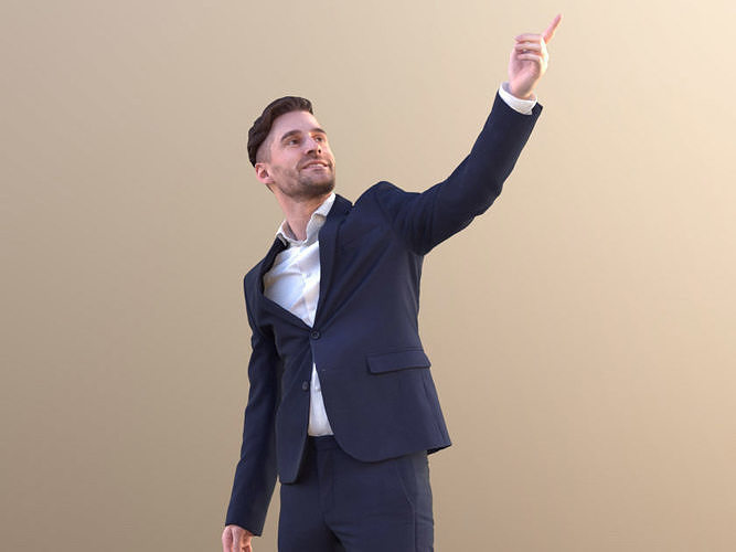 Tony 10643 - Business Man Pointing Standing Low-poly 3D model