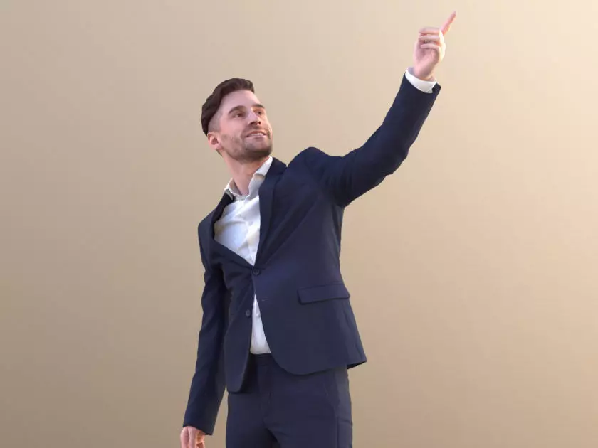 Tony 10643 - Business Man Pointing Standing Low-poly 3D model