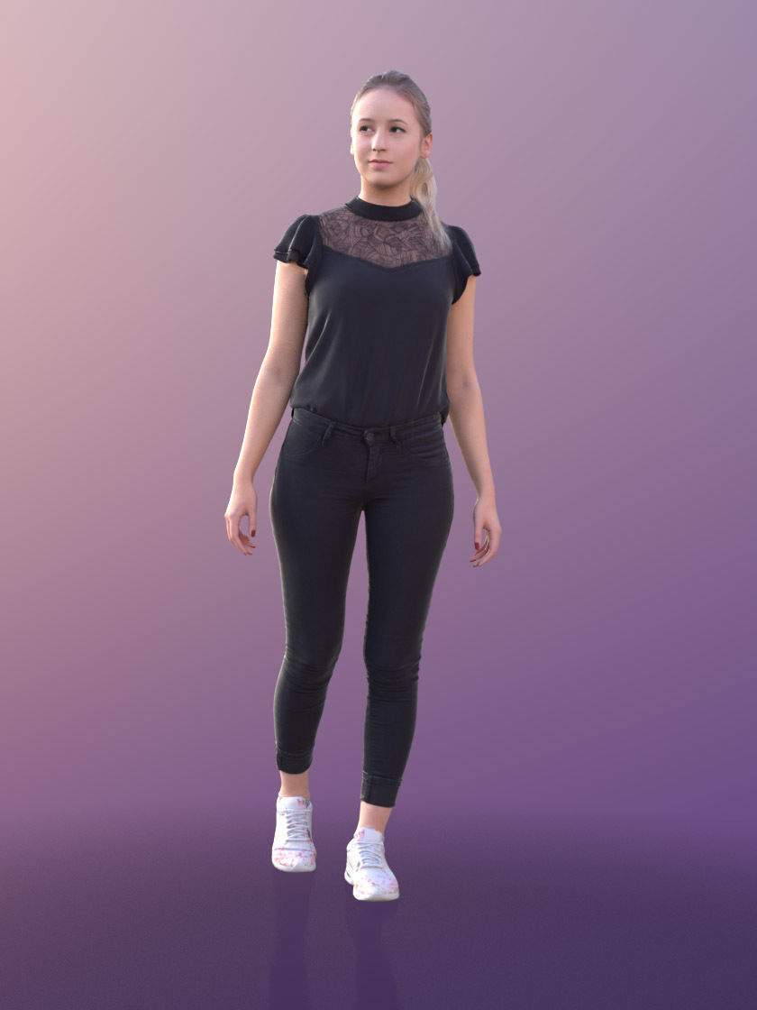 Elena 10651 - Young Elegant Woman Walking  Low-poly 3D model_2