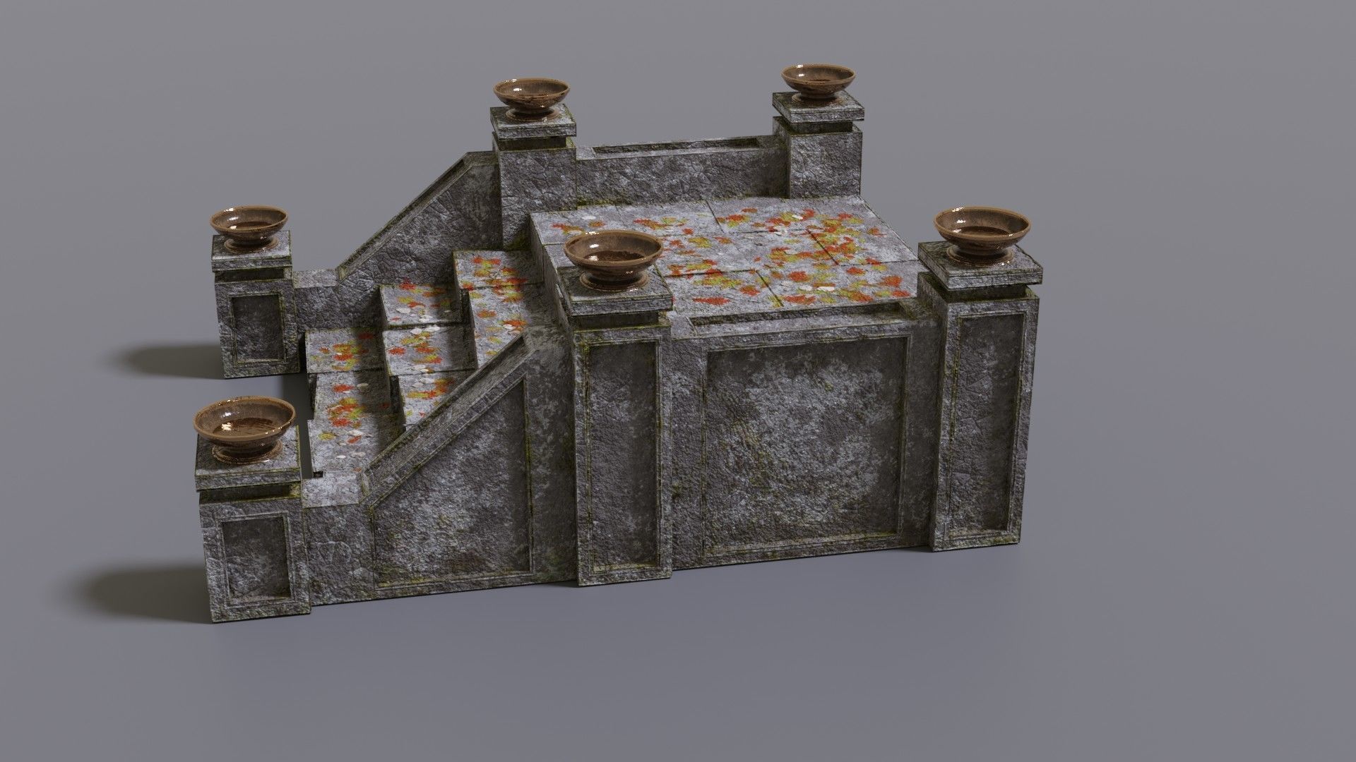 Stairs with fire Low-poly 3D model_11