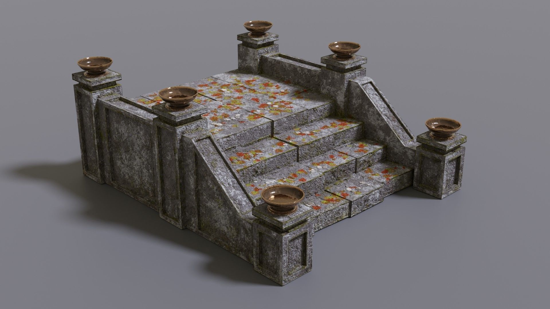 Stairs with fire Low-poly 3D model_17