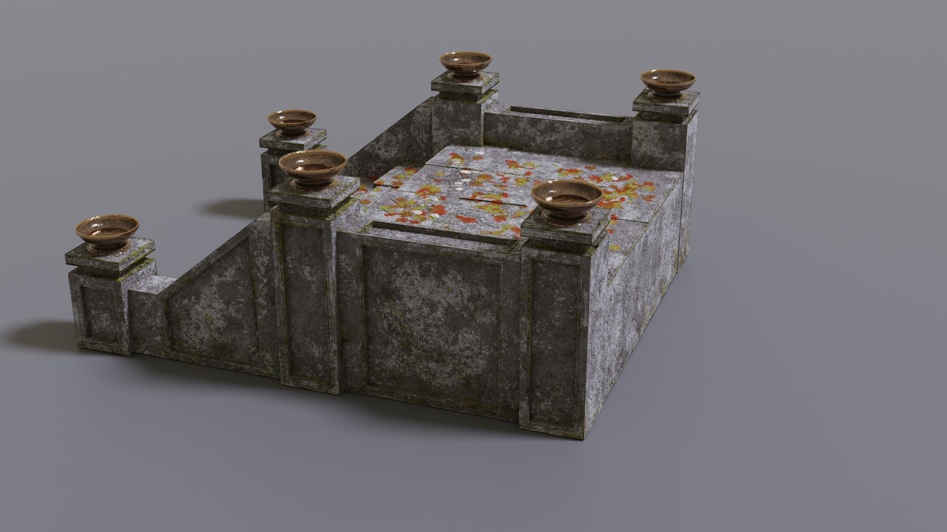 Stairs with fire Low-poly 3D model_10