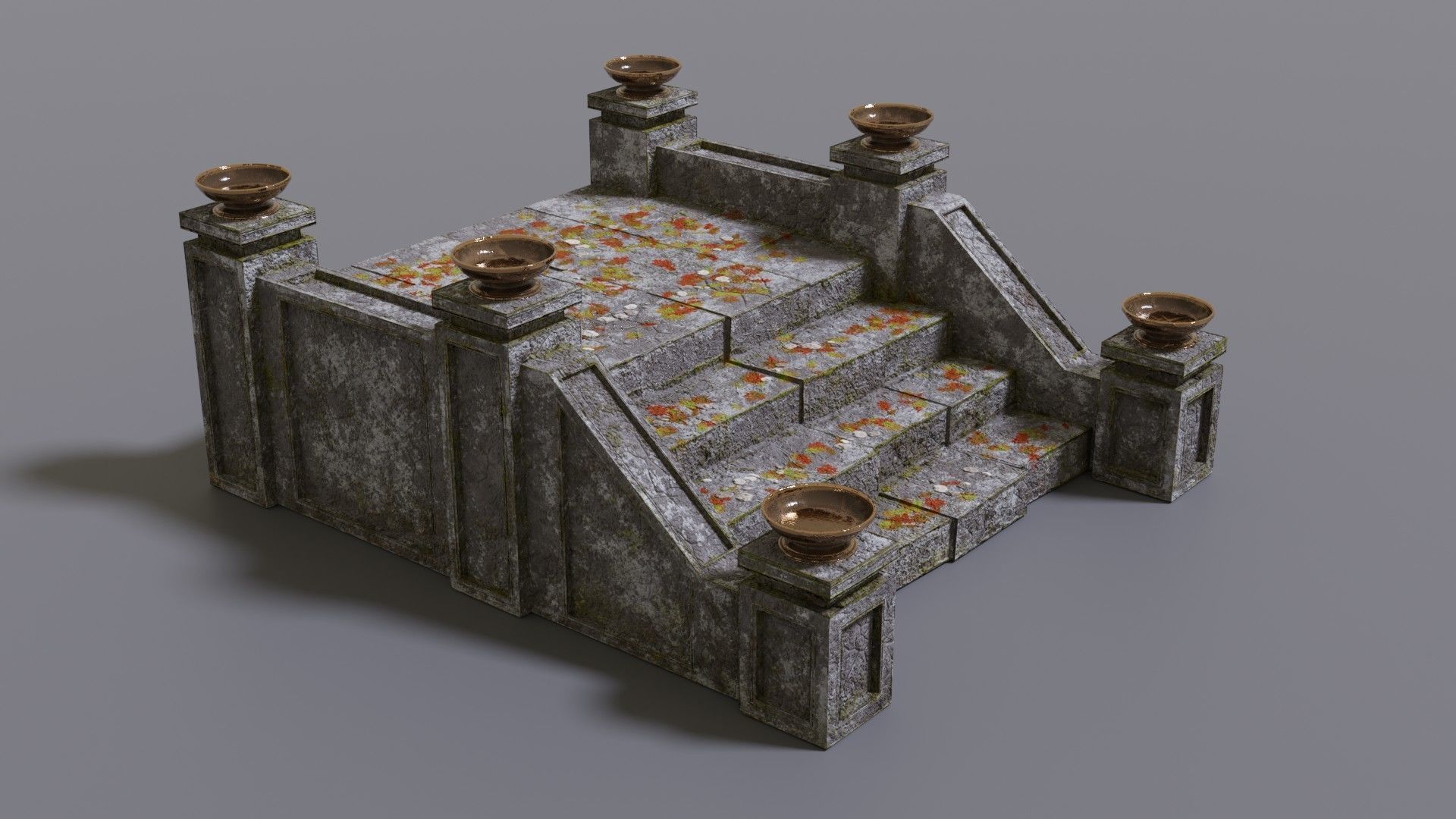 Stairs with fire Low-poly 3D model_2