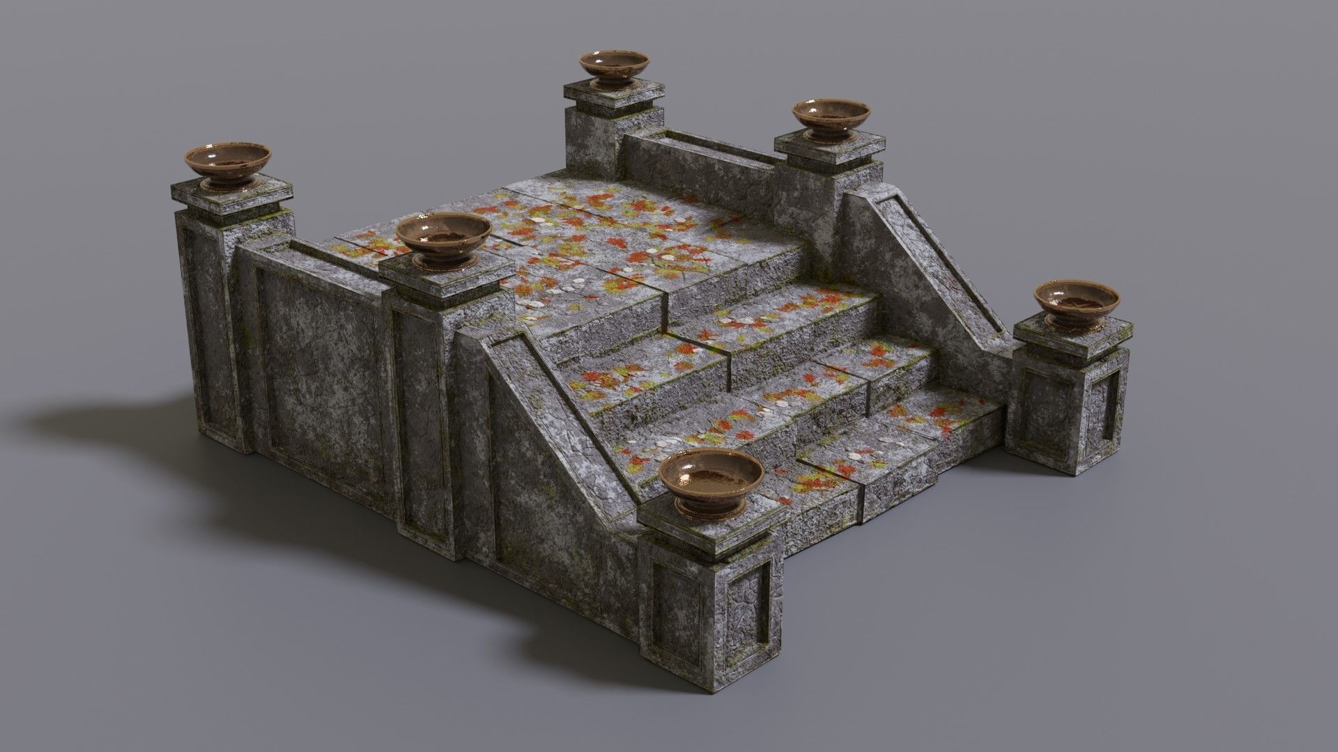 Stairs with fire Low-poly 3D model_1