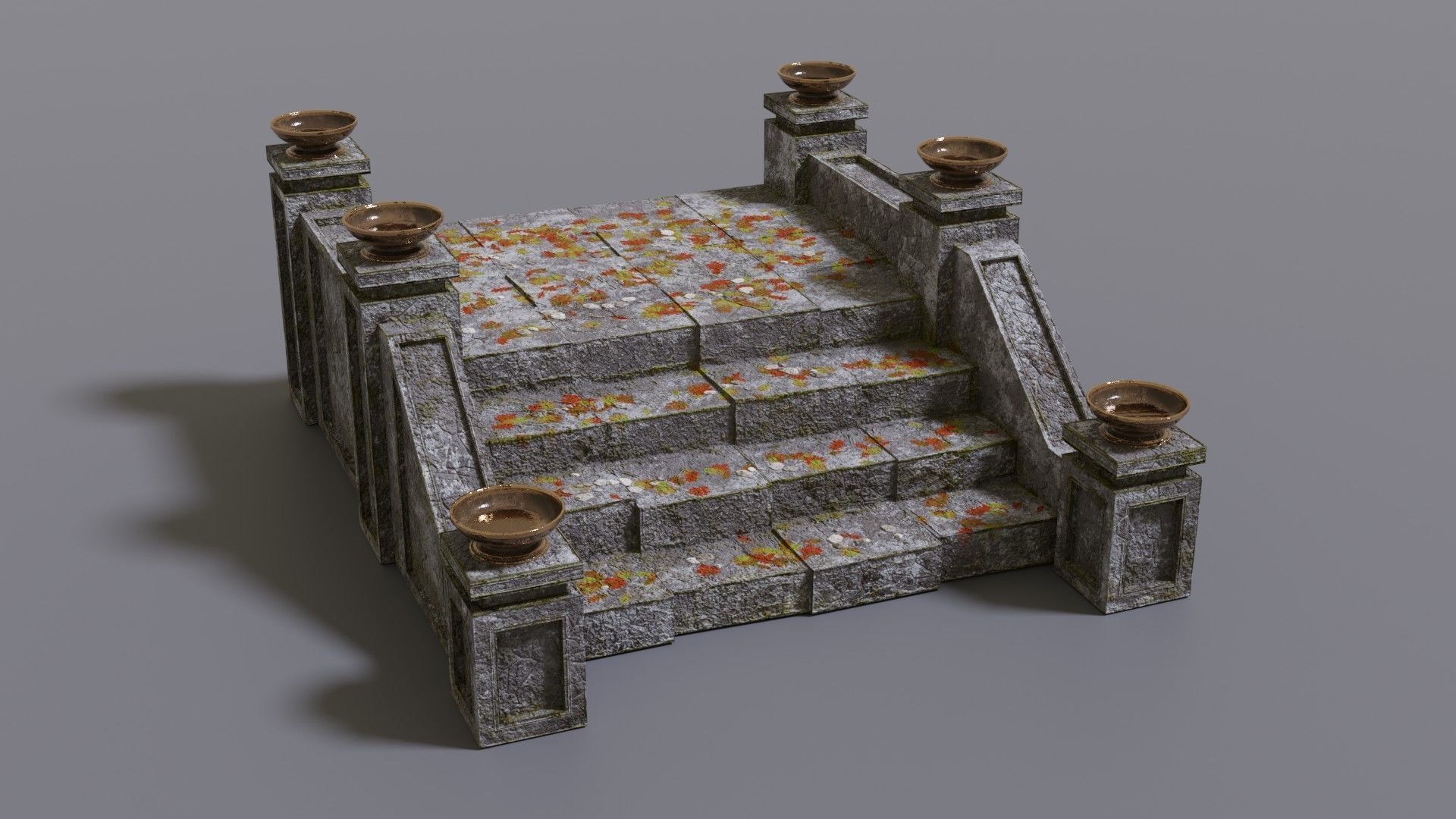 Stairs with fire Low-poly 3D model_15