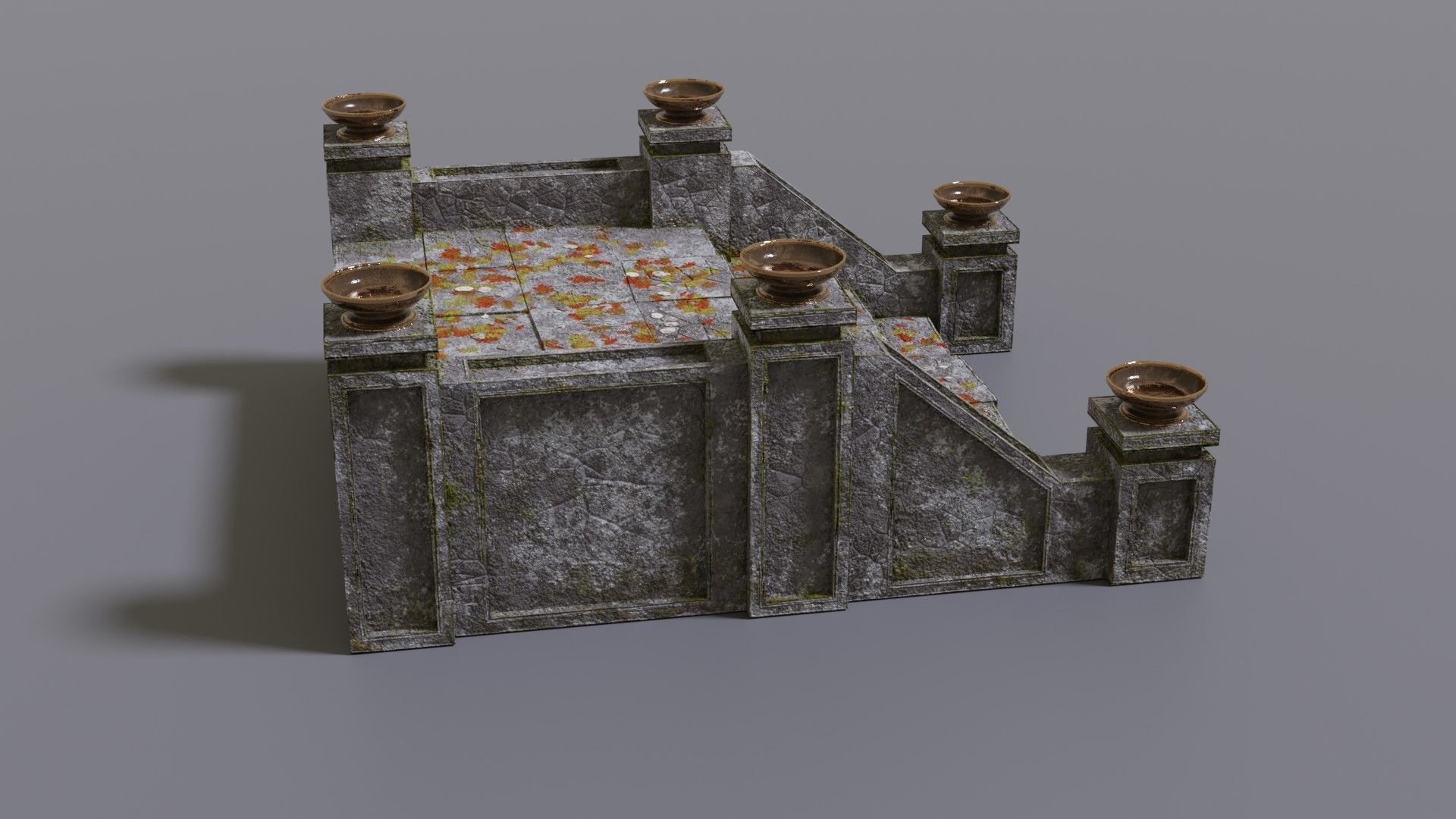 Stairs with fire Low-poly 3D model_5