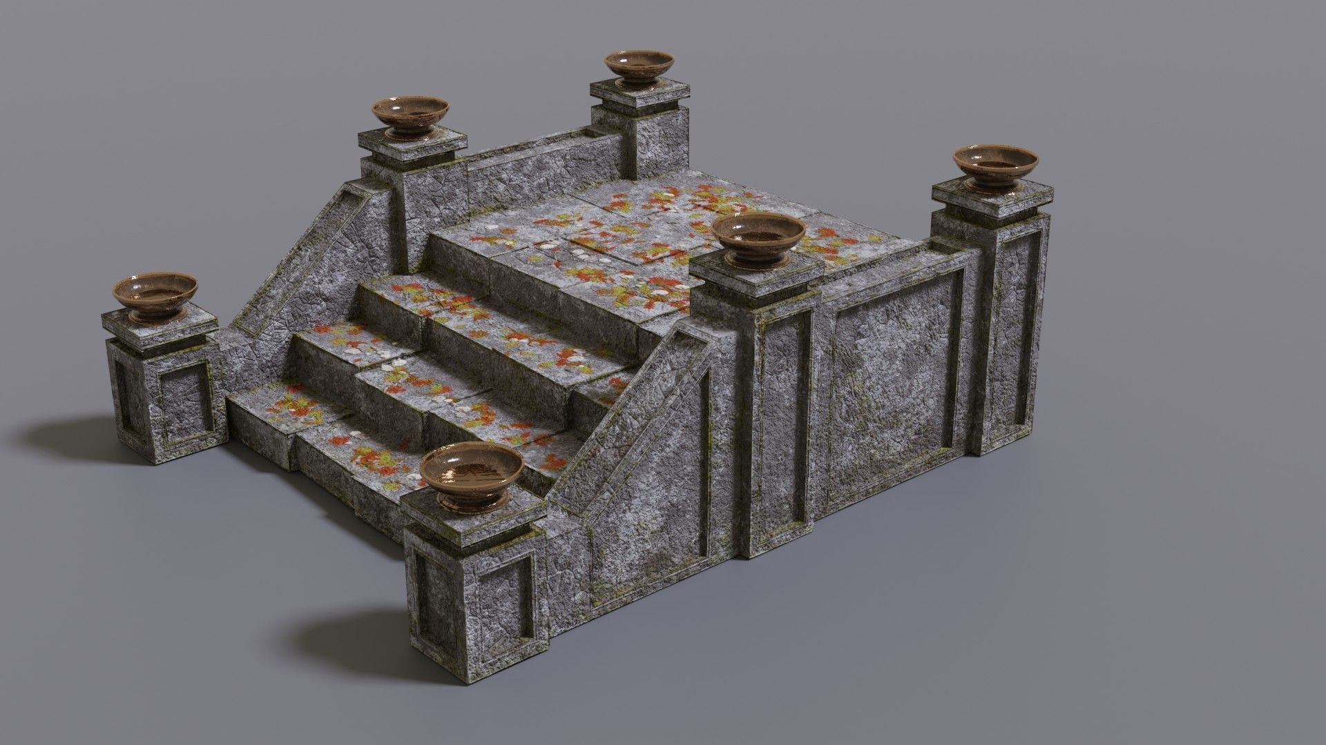 Stairs with fire Low-poly 3D model_12