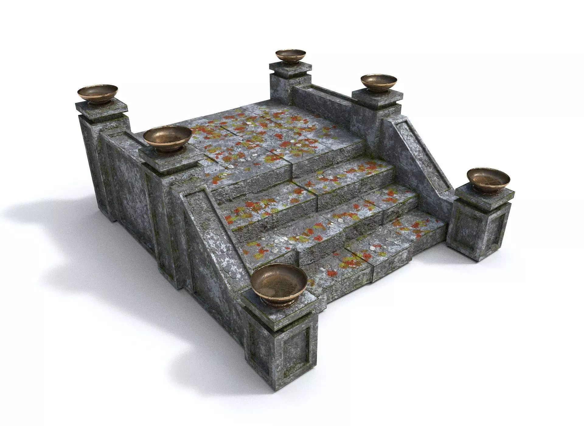 Stairs with fire Low-poly 3D model_0