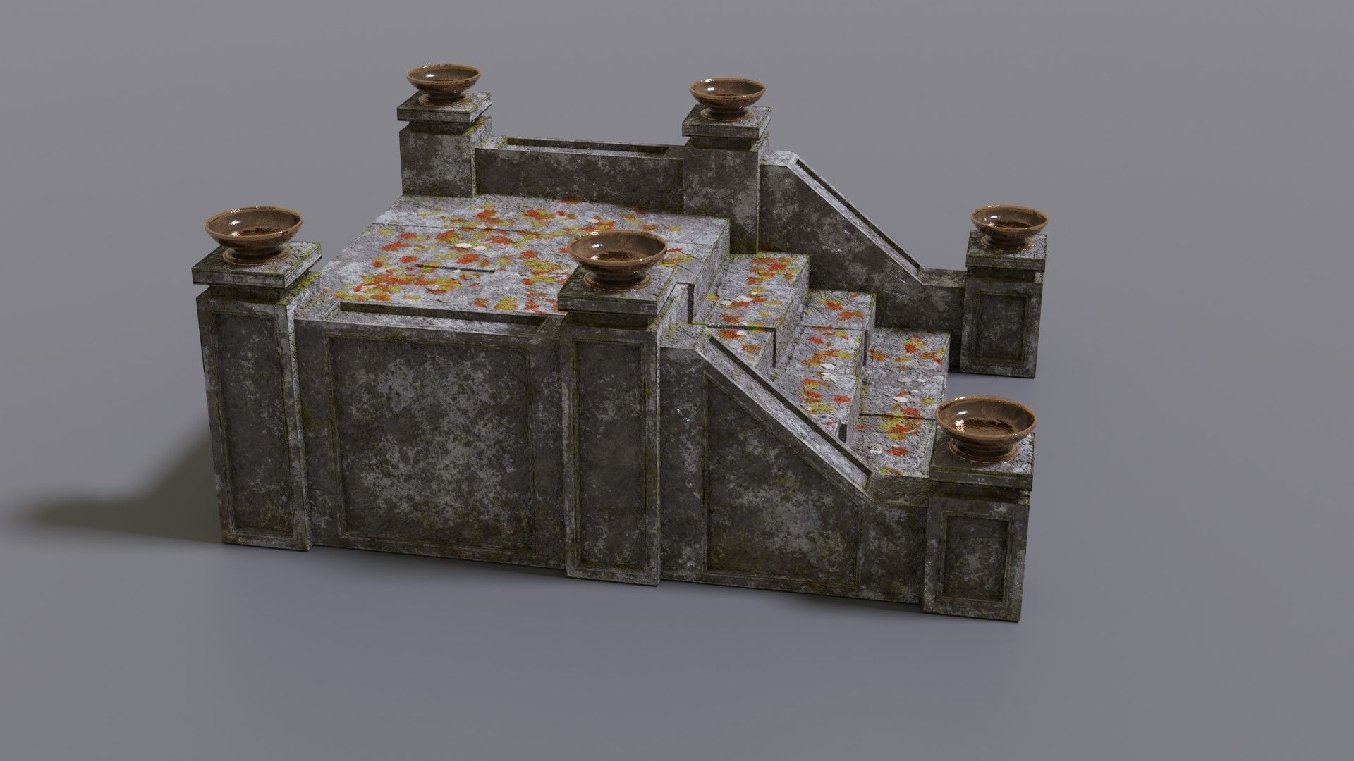 Stairs with fire Low-poly 3D model_4