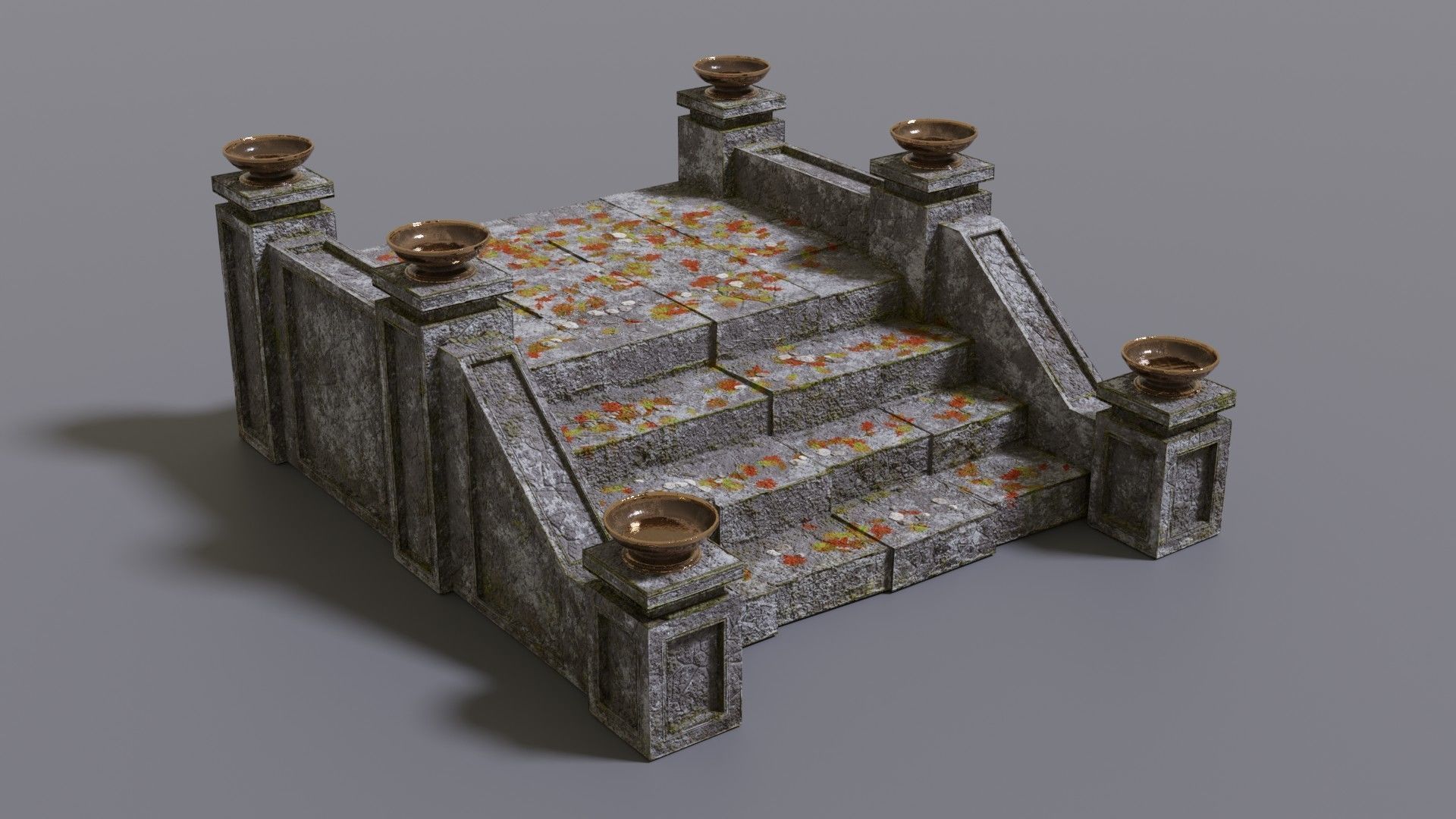 Stairs with fire Low-poly 3D model_16