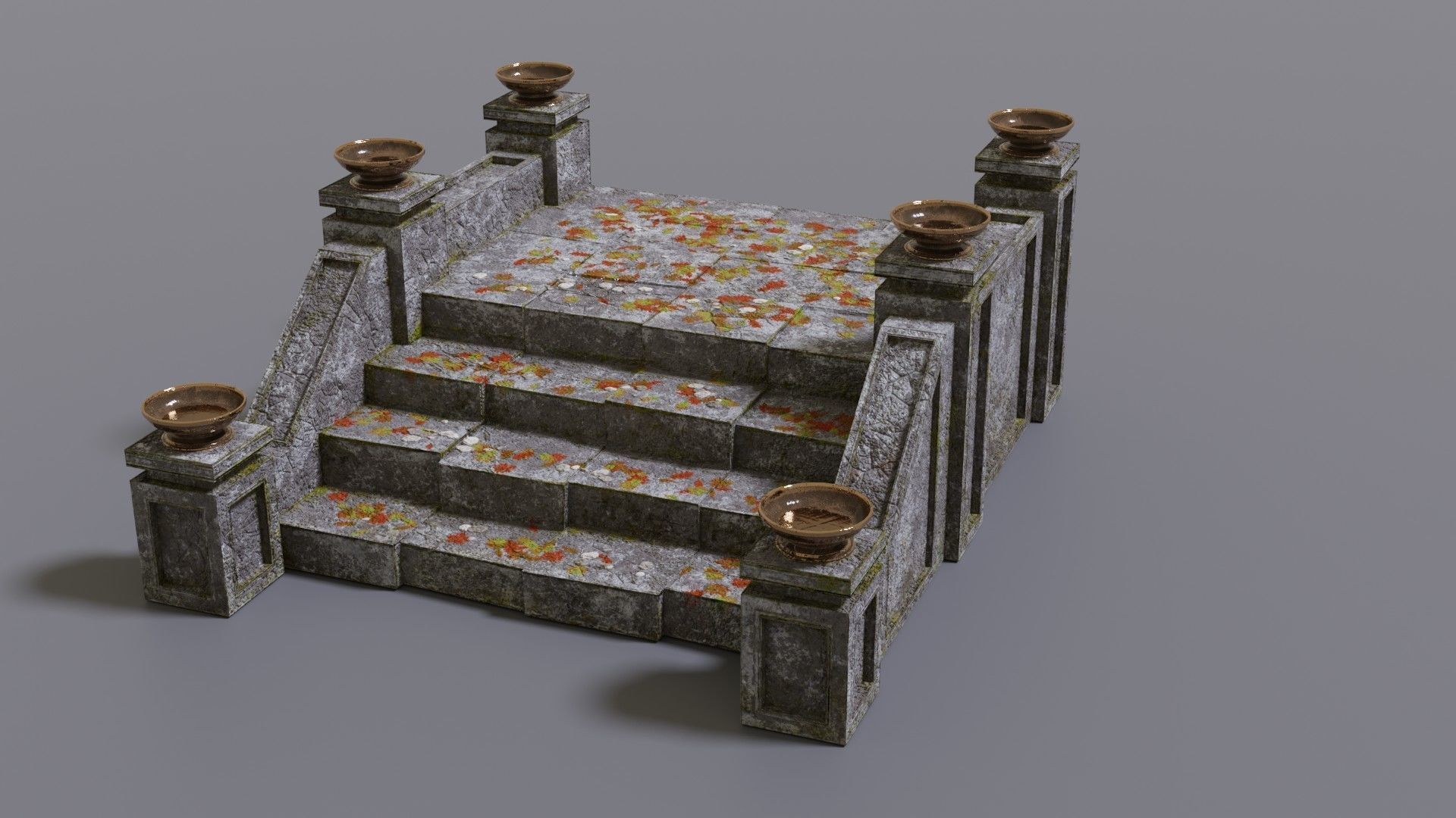 Stairs with fire Low-poly 3D model_13