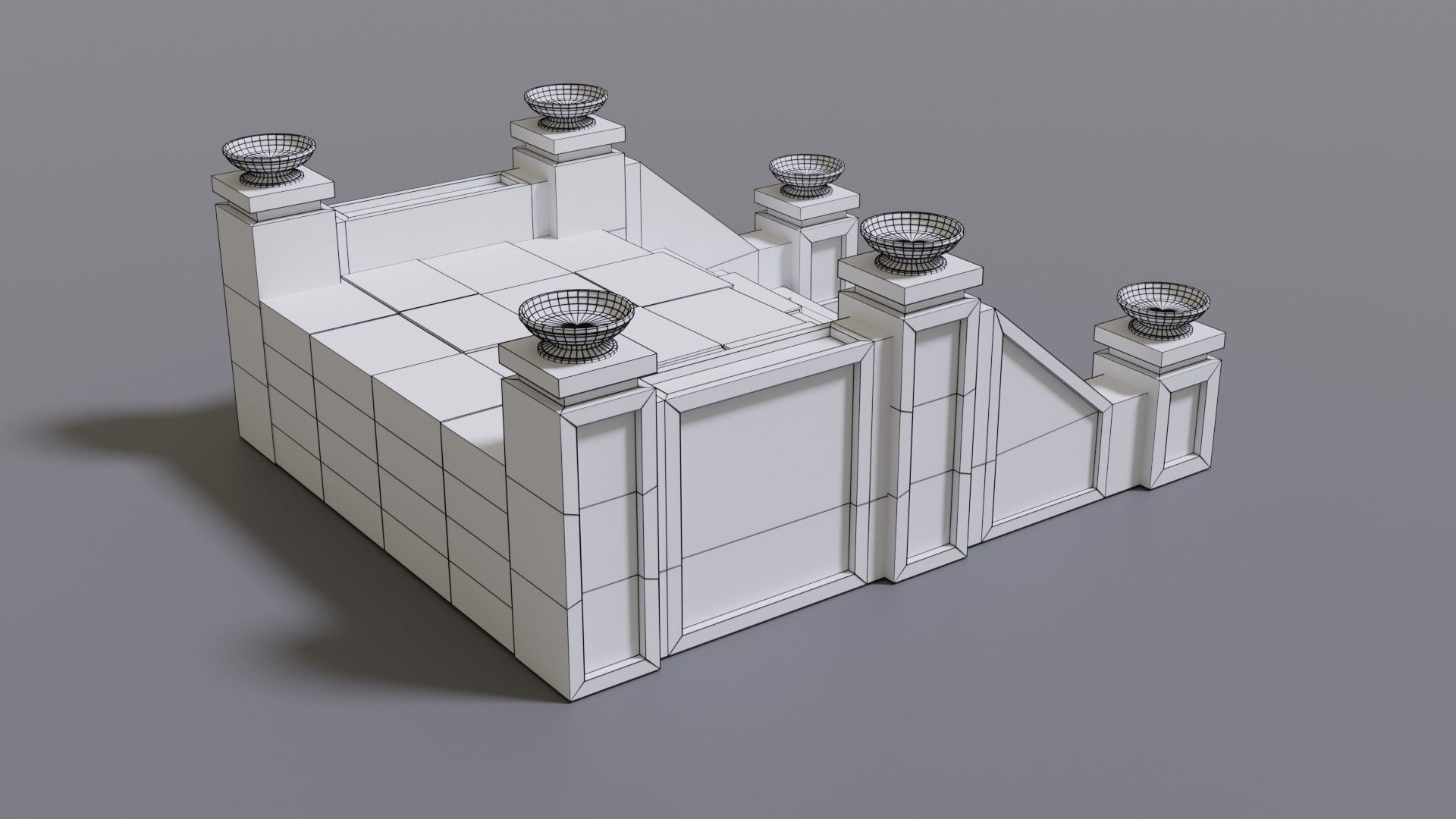 Stairs with fire Low-poly 3D model_23