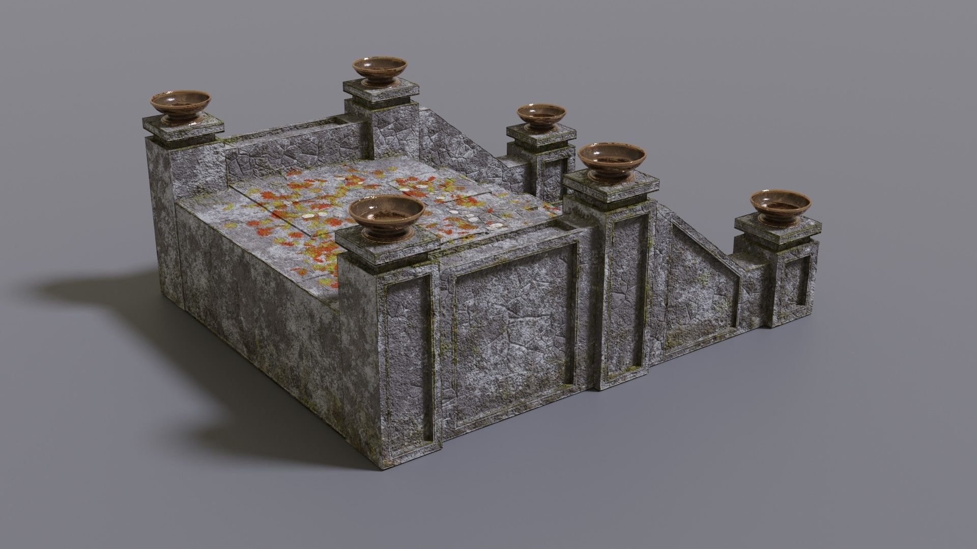 Stairs with fire Low-poly 3D model_6