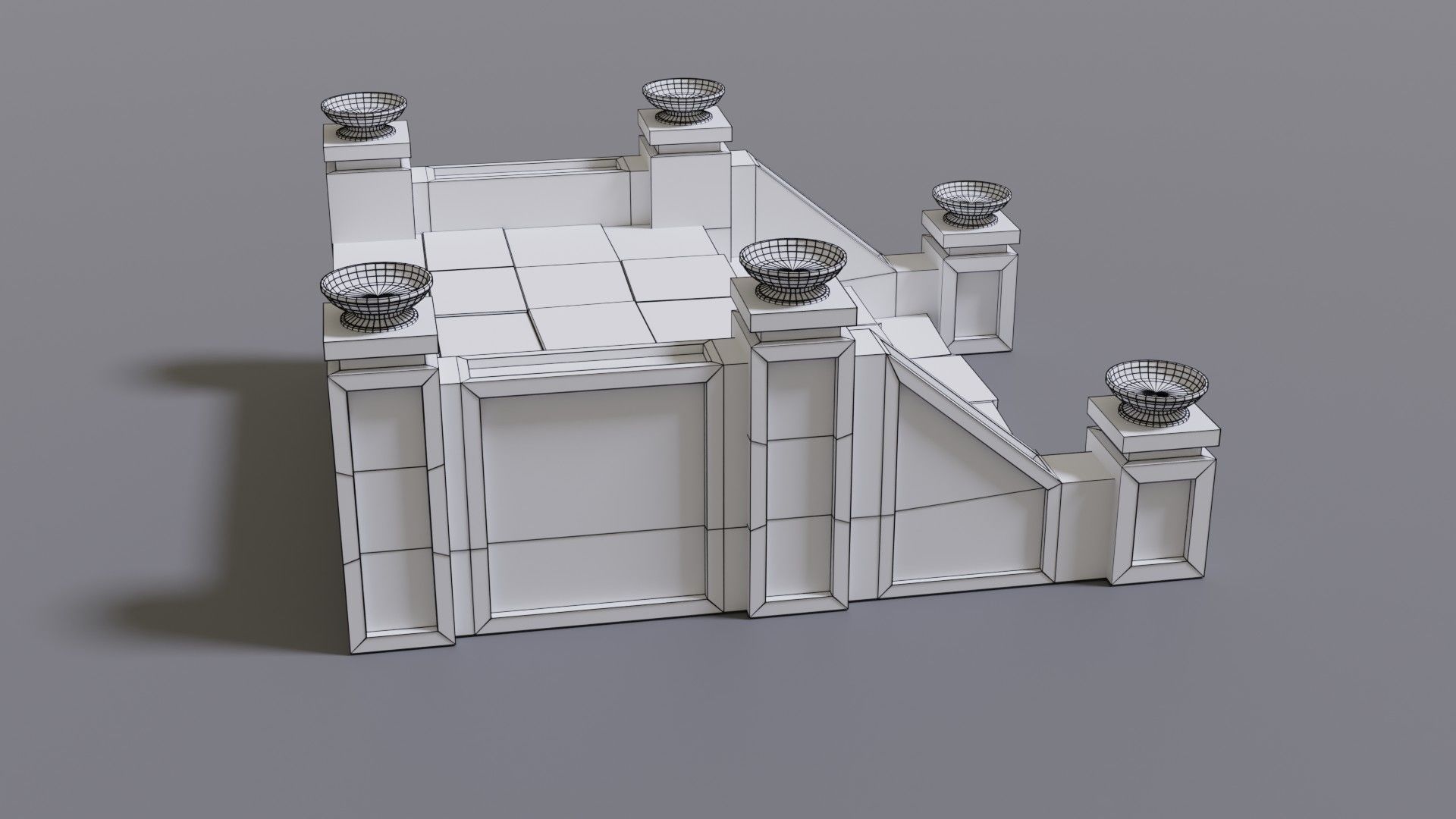 Stairs with fire Low-poly 3D model_22