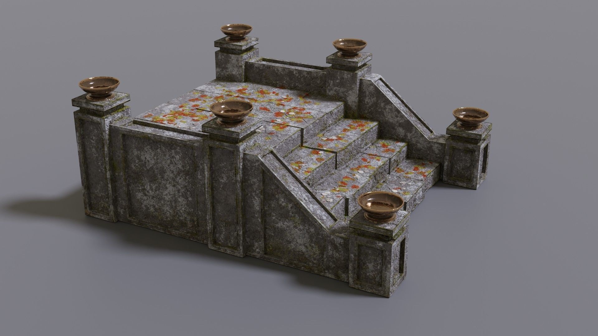 Stairs with fire Low-poly 3D model_3