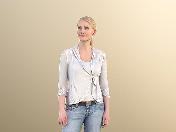 Kim 10653 - Casual Woman Standing Looking Around Low-poly 3D model
