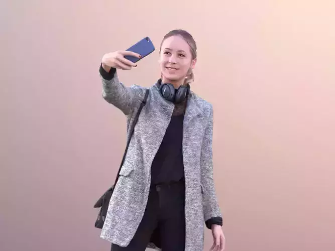 Elena 10654 - Woman Standing Taking Selfie Low-poly 3D model
