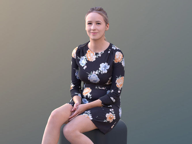 Elena 10661 - Elegant Woman Sitting  Low-poly 3D model