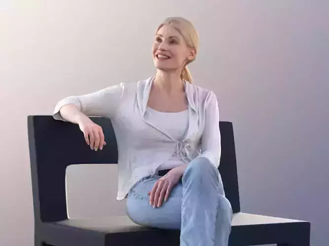 Kim 10671 - Woman Sitting In Coversation Low-poly 3D model