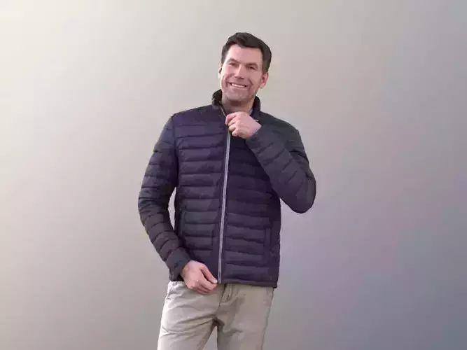 Lars 10684 - Man Standing Closing His Jacket