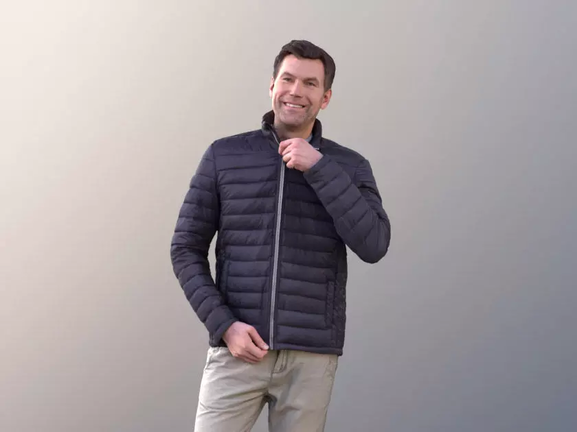Lars 10684 - Man Standing Closing His Jacket Low-poly 3D model