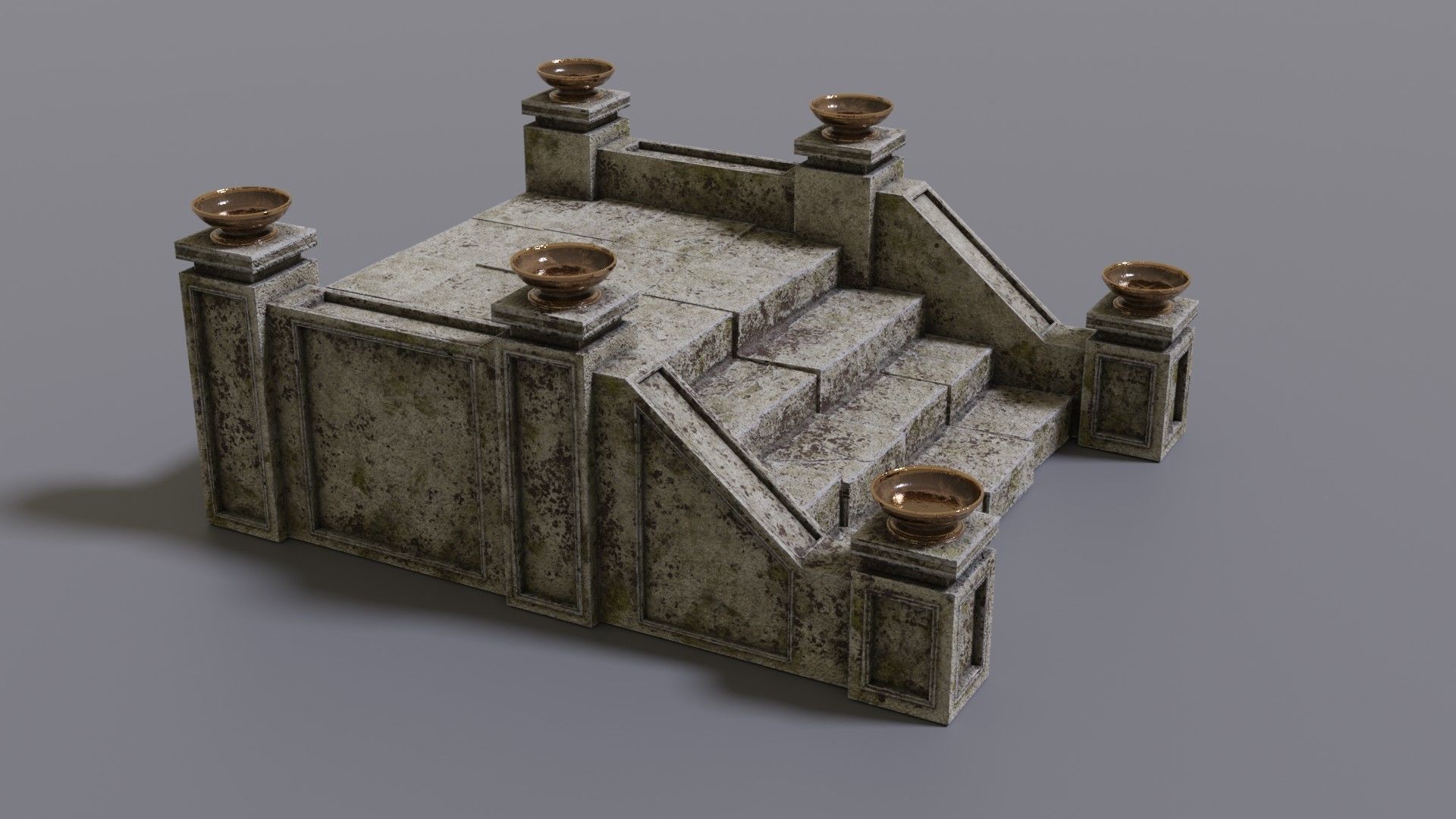 Stairs with fire Low-poly 3D model_3