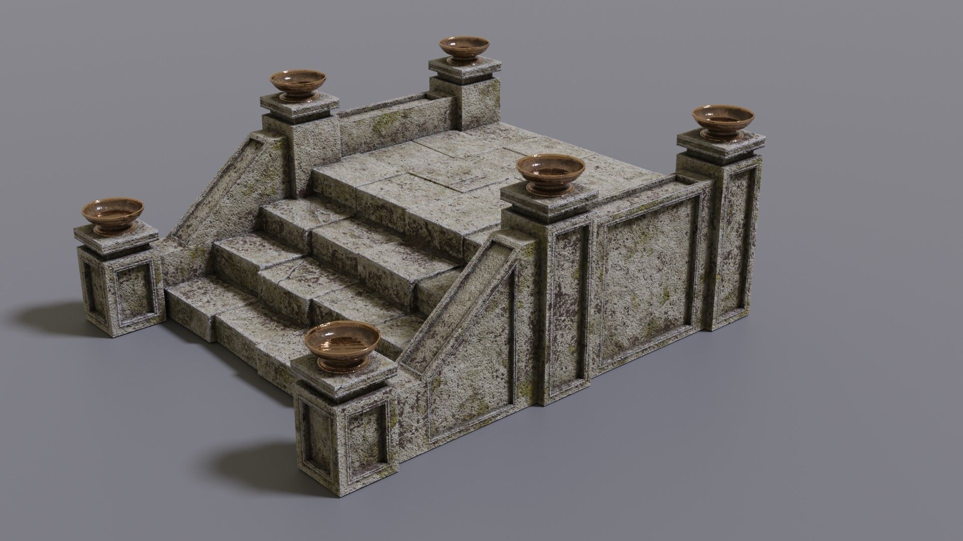 Stairs with fire Low-poly 3D model_12