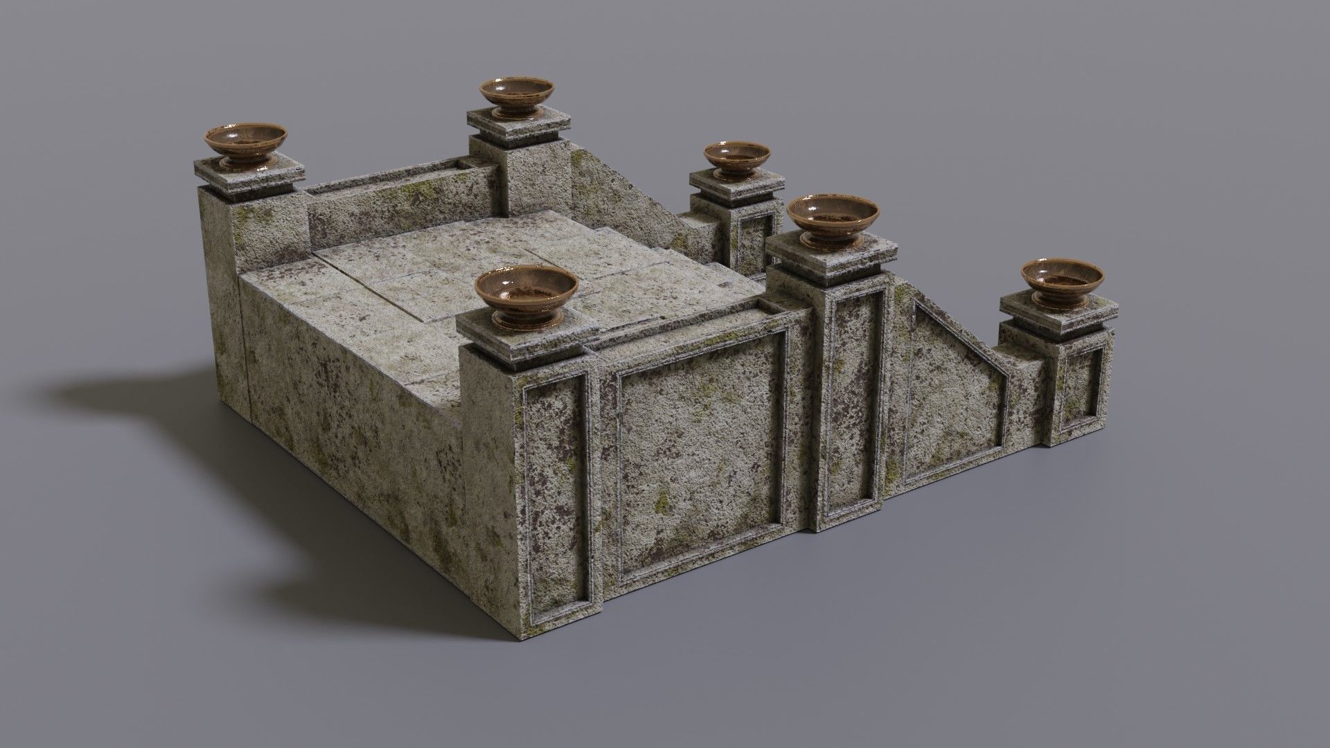 Stairs with fire Low-poly 3D model_6