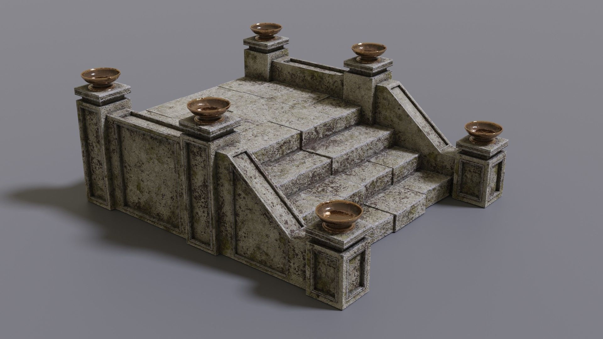 Stairs with fire Low-poly 3D model_2