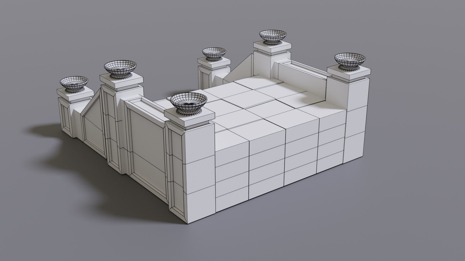 Stairs with fire Low-poly 3D model_26