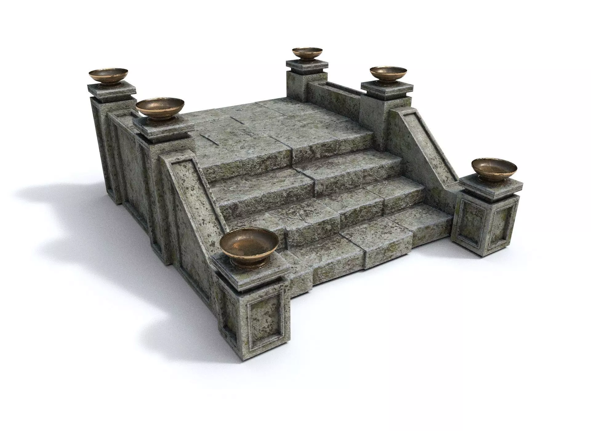 Stairs with fire Low-poly 3D model_0