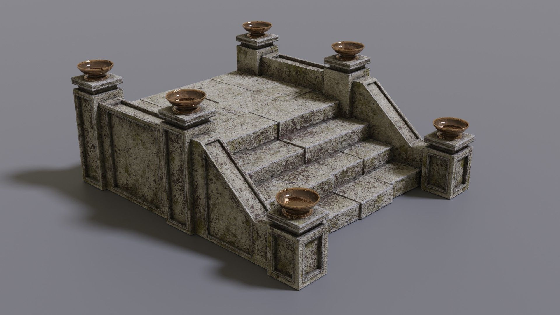 Stairs with fire Low-poly 3D model_1