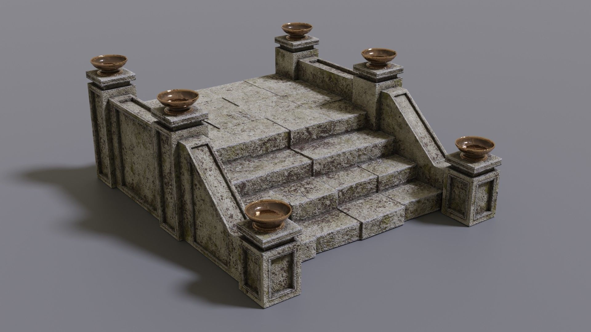 Stairs with fire Low-poly 3D model_16