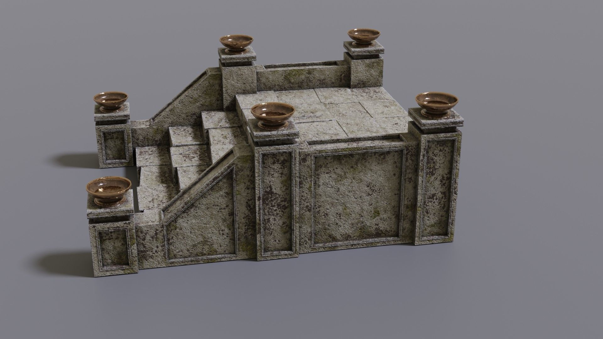 Stairs with fire Low-poly 3D model_11