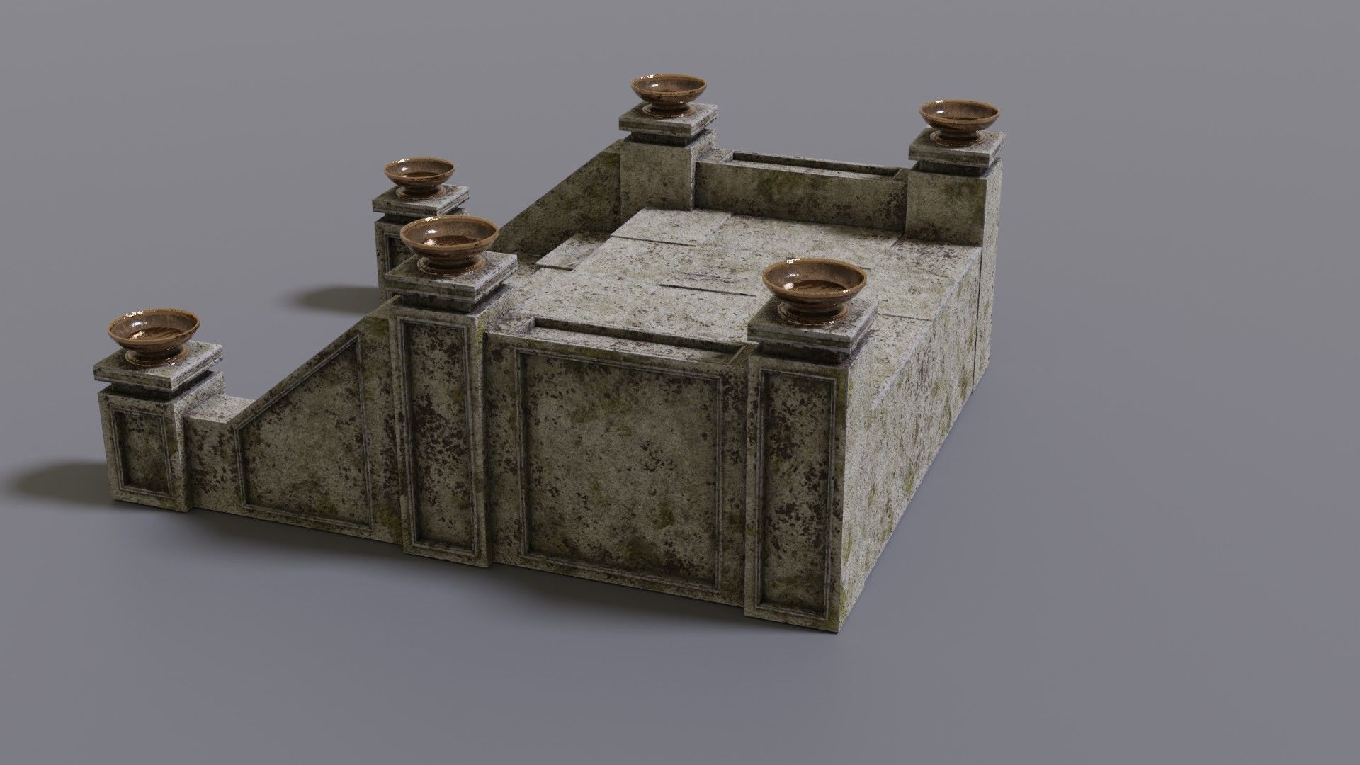 Stairs with fire Low-poly 3D model_10