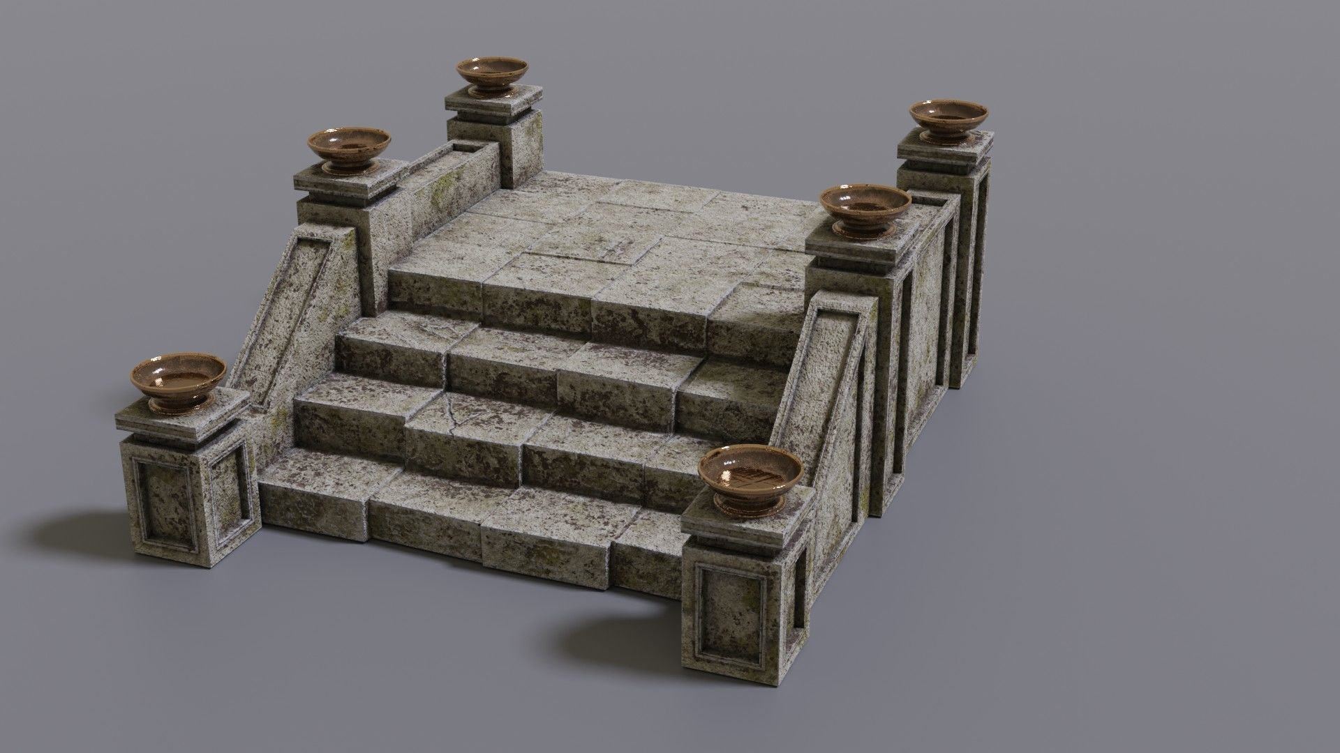 Stairs with fire Low-poly 3D model_13