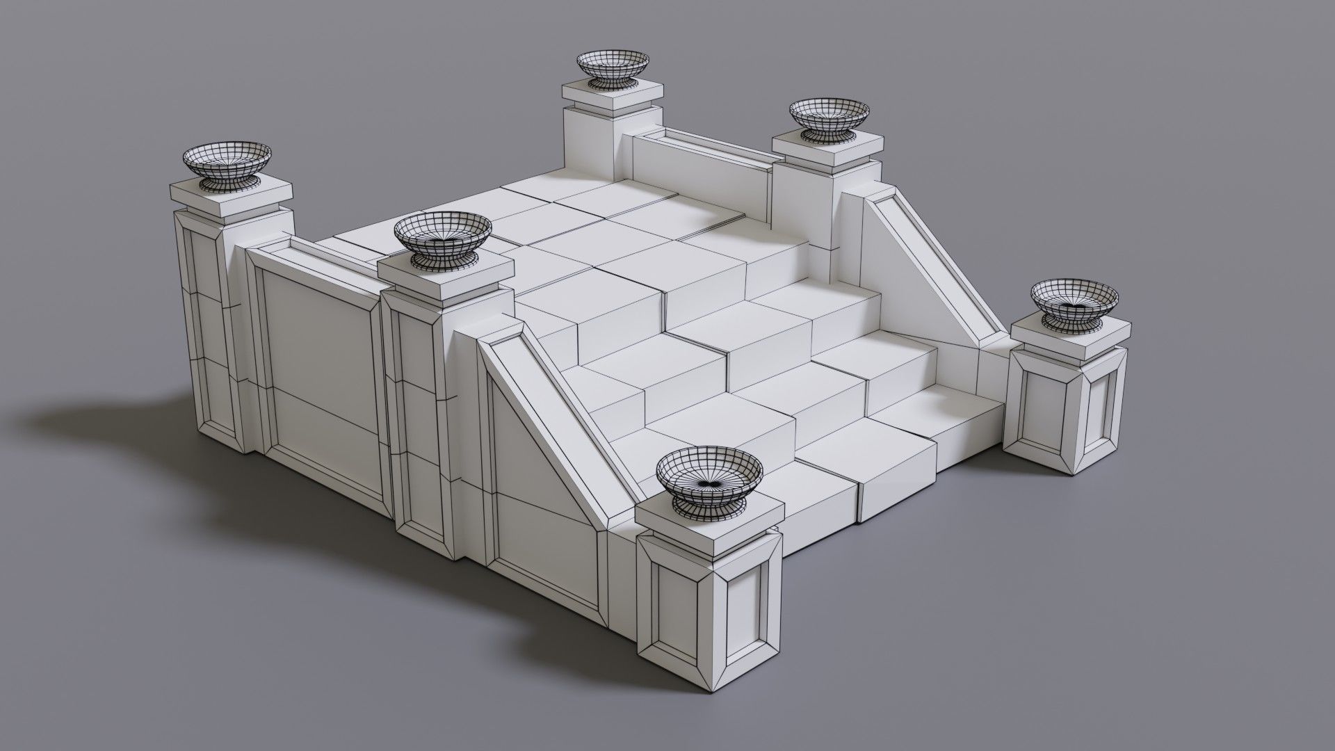 Stairs with fire Low-poly 3D model_18