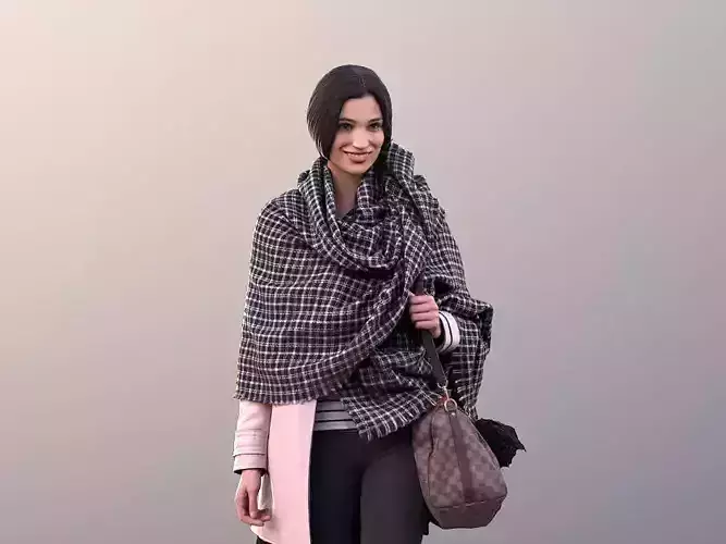 Myriam 10689 - Woman Walking With Scarf And Bag