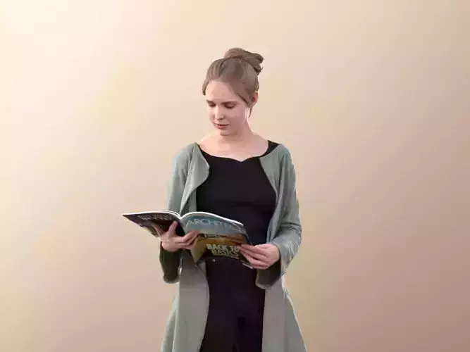 Marie 10693 - Woman Standing And Reading A Book Low-poly 3D model