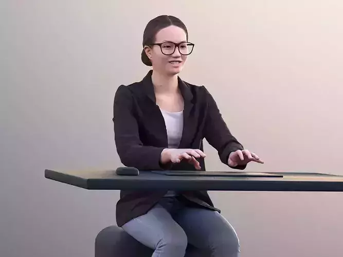 Laura 10704 - Business Woman Typing On PC