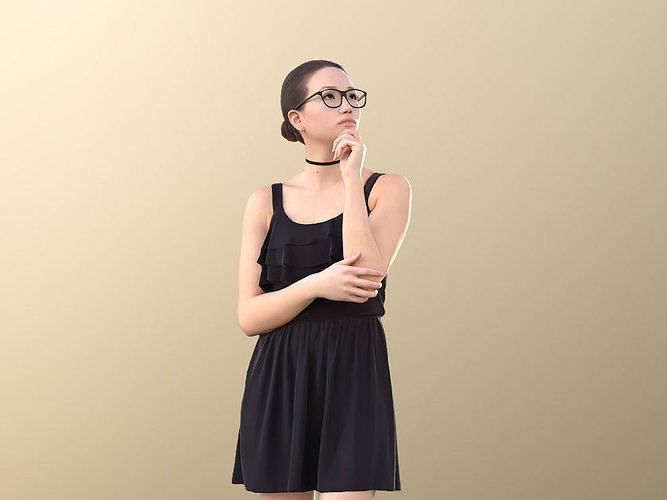 Laura 10733 - Elegant Woman Standing Toughtfull Low-poly 3D model