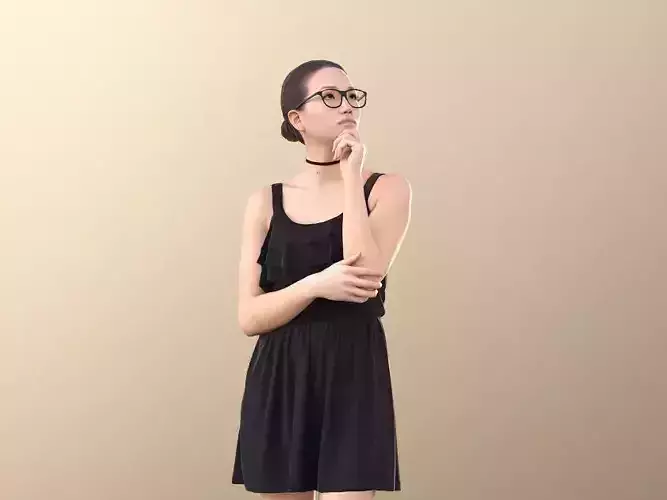 Laura 10733 - Elegant Woman Standing Toughtfull Low-poly 3D model