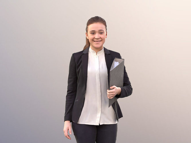 Nelly 10739 - Business Woman Walking And Holding A Folder Low-poly 3D model