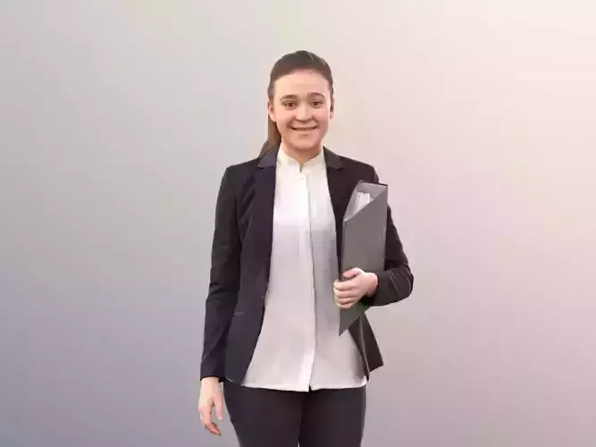 Nelly 10739 - Business Woman Walking And Holding A Folder Low-poly 3D model