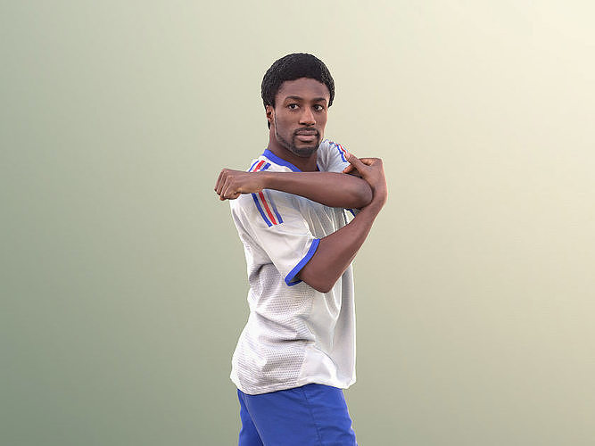 Bruce 10750 - Athletic Black Man Stretching Low-poly 3D model