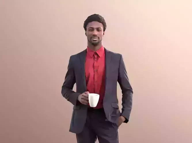 Bruce 10751 - Elegant Man Standing Holding A Cup